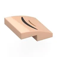 Brick Curved 2 x 2 x 2/3 with Black/Nougat Curved Line (Mouth) Print, Light Nougat