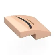 Brick Curved 2 x 2 x 2/3 with Black/Nougat Curved Line (Mouth) Print, Light Nougat