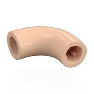 Brick Round 1 x 1 diameter Tube with 90 Degree Elbow (2 x 2 x 1) and Axle Holes (Crossholes) at each end, Light Nougat
