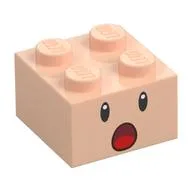 Brick 2 x 2 with Face, Surprised Open Mouth Print, Light Nougat