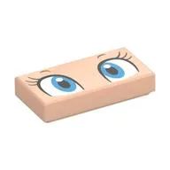 Tile 1 x 2 with White/Azure Eyes, Black Eyelashes Print, Light Nougat