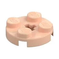 Plate Round 2 x 2 with Axle Hole Type 1 (+ Opening), Light Nougat