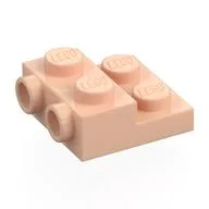 Plate Special 2 x 2 x 2/3 with Two Studs On Side and Two Raised [Half Hollow Anti-stud] - Updated Version, Light Nougat
