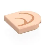 Tile Round 2 x 2 Half Circle with Nougat Inner Ear (Right) Print, Light Nougat