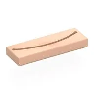 Tile 1 x 3 with Nougat Mouth, Smile Print, Light Nougat
