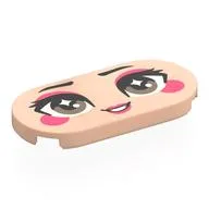 Tile Round 2 x 4 with Face, Grey Eyes, Coral Eyeshadow, Cheeks, Lips Print, Light Nougat