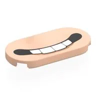 Tile Round 2 x 4 with Mouth, 4 Teeth Print, Light Nougat