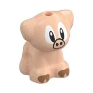 Animal, Dog Pup / Pig with Medium Nougat Hoofs, Snout, Big Eyes Print, Light Nougat