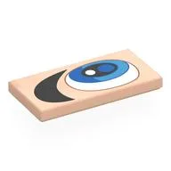 Tile 2 x 4 with Eye, Azure Iris, Black Pupil, Black Eyebrow (Right) Print, Light Nougat