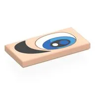 Tile 2 x 4 with Eye, Azure Iris, Black Pupil, Black Eyebrow (Left) Print, Light Nougat
