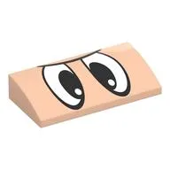 Brick Curved 2 x 4 x 2/3 No Studs with Black/White Eyes Print, Light Nougat