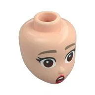 Minidoll Head, Dark Tan Eyebrows, Dark Brown Eyes, Coral Lips, Scared, Light Nougat