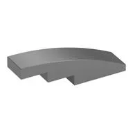 Brick Curved 4 x 1 No Studs [Stud Holder with Symmetric Ridges], Metallic Silver