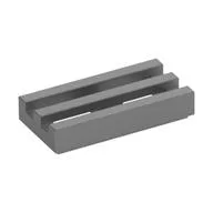 Tile Special 1 x 2 Grille with Bottom Groove, Metallic Silver