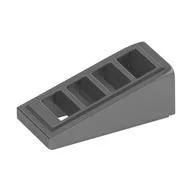 Brick Sloped 18° 2 x 1 x 2/3 with 4 Slots / Grate, Metallic Silver