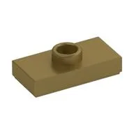Plate Special 1 x 2 with 1 Stud with Groove and Inside Stud Holder (Jumper), Metallic Gold