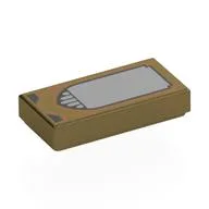 Tile 1 x 2 with Silver Arched Window Print, Metallic Gold
