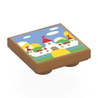 Tile Special 2 x 2 Inverted with Peach's Castle Print, Medium Nougat