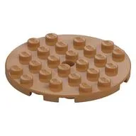 Plate Round 6 x 6 with Hole, Medium Nougat