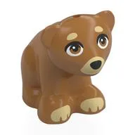 Animal, Bear, Small with Black Nose, Tan Snout, Eyebrows, Paws Print, Medium Nougat