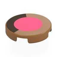 Tile Round 2 x 2 with Coral Circle, Dark Brown Line (Eye) Print, Medium Nougat