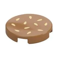 Tile Round 2 x 2 with Tan Sesame Seeds Print, Medium Nougat