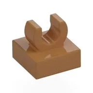 Tile Special 1 x 1 with Clip with Rounded Edges, Medium Nougat