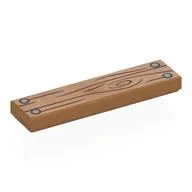 Tile 1 x 4 with Wooden Board, Nails Print, Medium Nougat