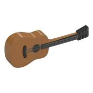 Musical Instrument Guitar Acoustic with Black Neck and Silver Strings Print, Medium Nougat