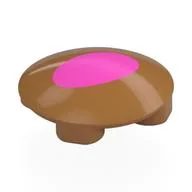 Plate Round 2 x 2 with Rounded Bottom with Dark Pink Oval Print, Medium Nougat
