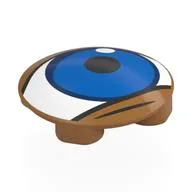 Plate Round 2 x 2 with Rounded Bottom with White Eye, Blue Iris Print, Medium Nougat