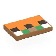 Tile 2 x 3 with Dark Brown, Green, White Squares Print, Medium Nougat