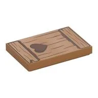 Tile 2 x 3 with Wooden Shutter, Heart-Shaped Hole Print, Medium Nougat