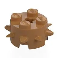 Brick Round 2 x 2 Special with Spikes, Medium Nougat