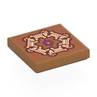 Tile 2 x 2 with Dark Purple Star, Tan Circling Goats Print, Medium Nougat