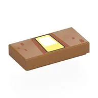 Tile 1 x 2 with Blocky White/Bright Light Orange Eye, Nougat Dots Print, Medium Nougat
