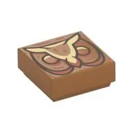 Tile 1 x 1 with Wooden Owl Print, Medium Nougat