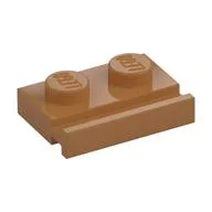 Plate Special 1 x 2 with Door Rail, Medium Nougat