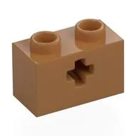 Technic Brick 1 x 2 with Axle Hole Type 1 [+ Opening] and Bottom Pin, Medium Nougat