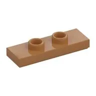 Plate Special 1 x 3 with 2 Studs with Groove and Inside Stud Holder (Jumper), Medium Nougat