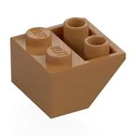Brick Sloped Inverted 45° 2 x 2 [Ovoid Bottom Pin, Bar-sized Stud Holes], Medium Nougat