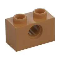 Technic Brick 1 x 2 [1 Pin Hole], Medium Nougat