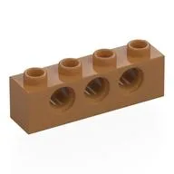 Technic Brick 1 x 4 [3 Pin Holes], Medium Nougat