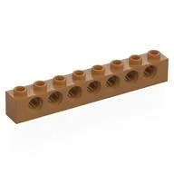 Technic Brick 1 x 8 [7 Pin Holes], Medium Nougat