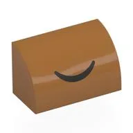Brick Curved 1 x 2 x 1 No Studs with Black Smile Print, Medium Nougat