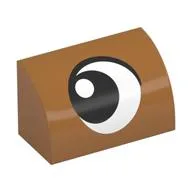 Brick Curved 1 x 2 x 1 No Studs with Eye, Looking Left Print, Medium Nougat
