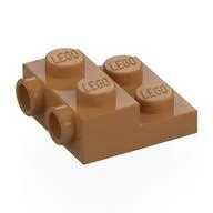 Plate Special 2 x 2 x 2/3 with Two Studs On Side and Two Raised [Half Hollow Anti-stud] - Updated Version, Medium Nougat