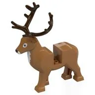 Animal, Reindeer with Dark Brown Antlers, White Front, Medium Nougat