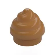 Plate Round 1 x 1 Swirled Top / Poo, Medium Nougat