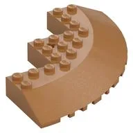 Brick Round Corner 10 x 10 with Slope 33° Edge, Axle Hole, Facet Cutout, Medium Nougat